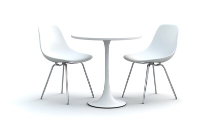 Minimalist White Table Set with Two Chairs