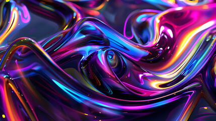 A purple and blue abstract painting with a lot of swirls and lines. The painting is full of energy and movement, and it seems to be a representation of the artist's emotions. The colors are vibrant