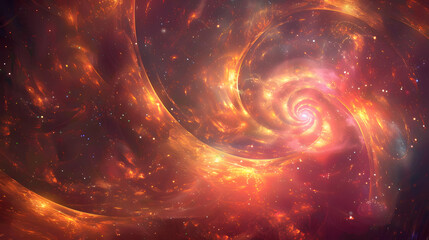 Wall Mural - A colorful space background with a yellow flame in the middle. The flame is surrounded by a blue and red swirl. The image has a vibrant and energetic feel to it, with the bright colors