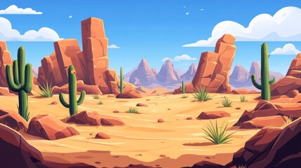 cartoon style landscape view of the arizona desert