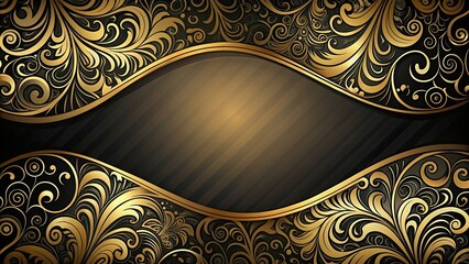 Wall Mural - Abstract luxury black and gold background with elegant swirls and patterns, luxury, abstract, black, gold, elegant, opulent