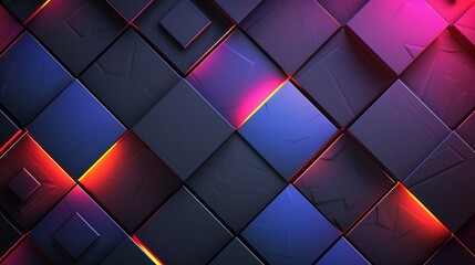 Wall Mural - Abstract Geometric Pattern with Neon Lights