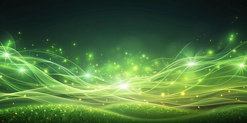 Wall Mural - Abstract background with glowing ethereal wisps of light on a green canvas, , abstract, background, glowing, ethereal, wisps