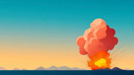 Wall Mural - Explosive detonation, blasting in mine, flat design illustration