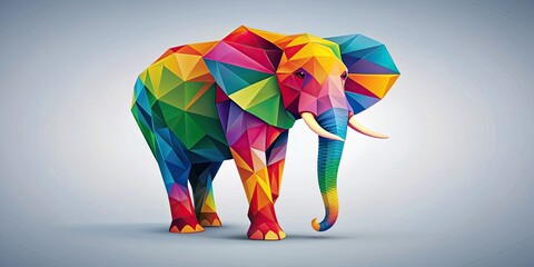 Wall Mural - Colorful polygonal elephant design, elephant, colorful, polygon, pattern, abstract, geometric, artistic, animal, wildlife