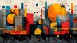 © Mahavira Osa - Abstract Urban Landscape with Geometric Shapes and Vibrant Colors