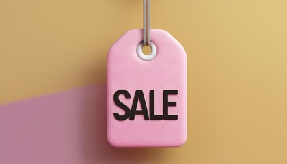 Wall Mural - Colorful sale tag hanging against a vibrant background, perfect for promoting discounts and special offers in retail.