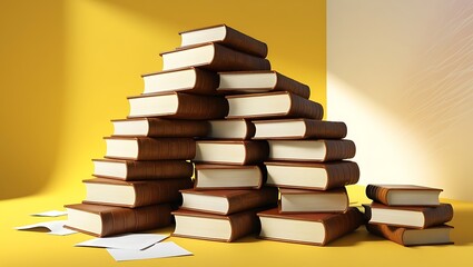 Education concept with stack of books on a table. Back to school concept background