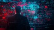 © Paul GoToMars - A businessman analyzes vibrant data visualizations on a futuristic screen, immersed in technology and innovation.