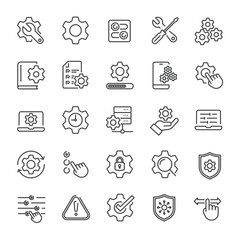 Setup and setting thin line icons collection. Editable stroke. For website marketing design, logo, app, template, ui, etc. Vector illustration.
