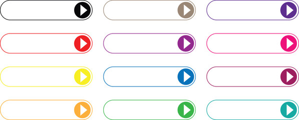 Wall Mural - set of different color outline buttons with arrow. web menu buttons template vector illustration.