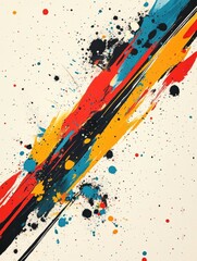 Poster - Vibrant and fluid splatter patterns create a dynamic expressive abstract art piece  The spontaneous and energetic design features bold colors flowing shapes and a modern contemporary aesthetic