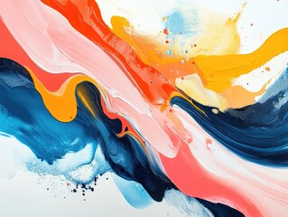 Poster - Fluid and freeform abstract artwork featuring bold vibrant color contrasts and dynamic expressive shapes