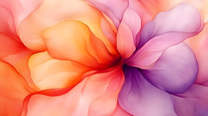 Canvas Print - A vibrant, abstract floral design with soft, flowing petals in warm colors.