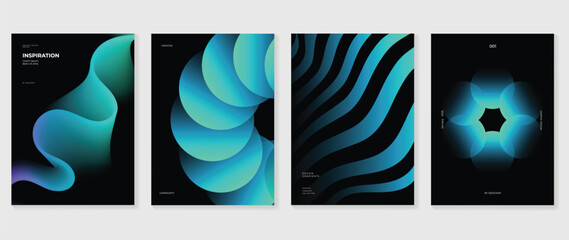 Wall Mural - modern gradient poster background vector set. minimalist style cover template with monotone perspect