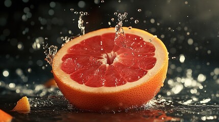 Wall Mural - Fresh Grapefruit Splashing in Water