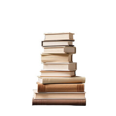 illustration of a stack of books, Isolated on transparent PNG background, Generative ai