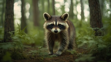 Wall Mural - Raccoon in the Woods