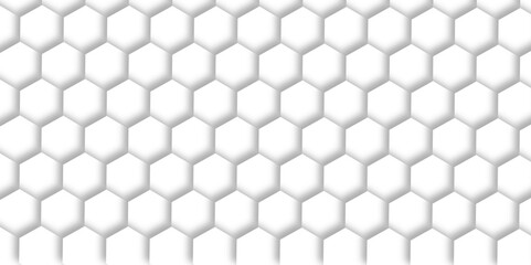 Abstract pattern with hexagonal white and gray technology line paper background. Hexagonal 3d vector grid tile and mosaic structure simple style hexagonal graphic concept. Futuristic surface design.