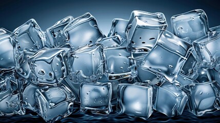 Wall Mural -   Ice cubes float in water