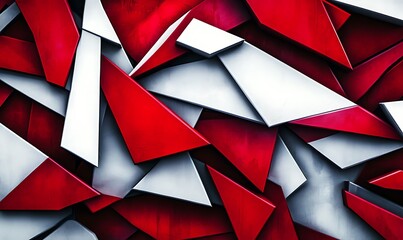 Wall Mural - Seamless Abstract with Sharp Geometric Shapes in Red and White