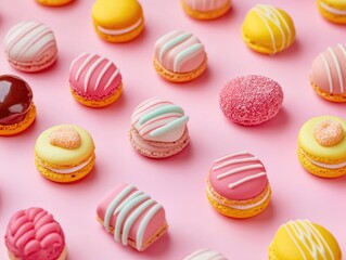 Canvas Print - Colored Pastries on Pink Surface