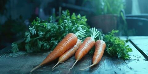 Canvas Print - Carrots on Wooden Table