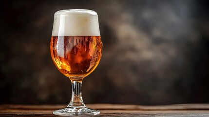 Pouring a Craft Beer with a Foamy Head in a Glass Against a Moody Backdrop