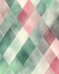 Wall Mural - Seamless Abstract with Diamond Grid in Green, Grey, and Pink