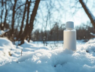 Wall Mural - Water bottle in snow