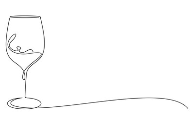 Wine Glass line art style. Anniversary party vector elements.