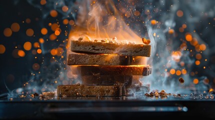 Toasting: Technique of using dry heat to brown food, boosting its flavor and texture, often utilized for bread, nuts, and spices to create richer tastes and crunch.
