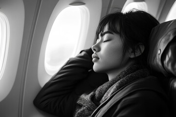 Canvas Print - Airline passenger asleep