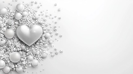 Poster -   A white heart encased by bubbles against a white backdrop, with an area for text insertion or a centralized message