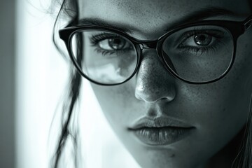 Poster - Woman Wearing Glasses Close Up