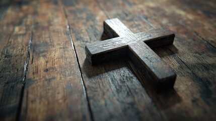 Wooden Cross on Wooden Floor