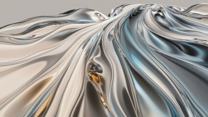 Wall Mural - Abstract background with metallic silver flowing textures.  A unique and modern design with abstract elements for use in website design or print media.