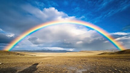 Rainbow Over a Dry Landscape