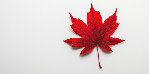 Poster - Single Red Leaf White Background