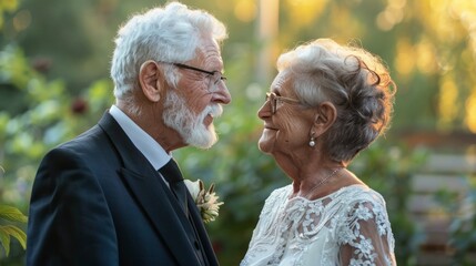 Wall Mural - A man and woman are smiling at the camera