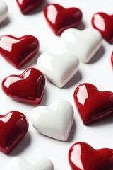 Wall Mural - Red and White Hearts Collection