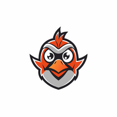 Wall Mural - Simple line bird gaming mascot logo isolated vector art Illustration 