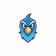 Wall Mural - Simple line bird gaming mascot logo isolated vector art Illustration 