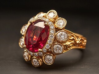 Elegant Ruby and Diamond Gold Ring - Exquisite Jewelry for Special Occasions