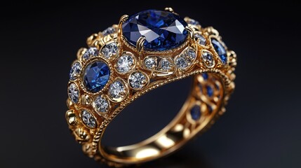 Majestic Sapphire and Diamond Gold Ring - Luxury Jewelry Piece with Exquisite Gemstones