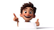 © Siasart Studio - A cheerful animated character holding a blank sign with a thumbs-up gesture.
