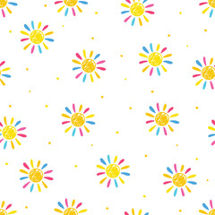 Wall Mural - hand drawn sun background. summer texture. vector illustration