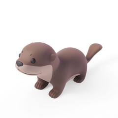 Canvas Print - Otter character in 3D style on a white background
