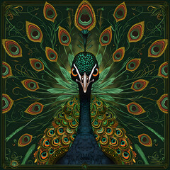 Peacock head deadpunk illustration