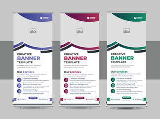 Wall Mural - Unique business company rollup banner template layout, pull up, display banner or Modern roll up banner design vector layout